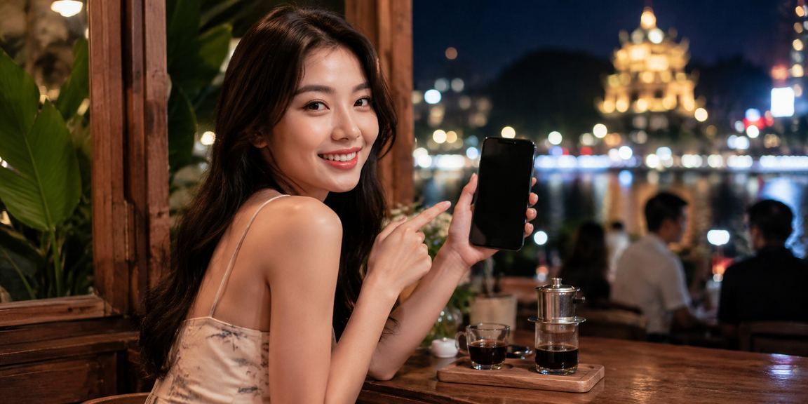 Người chơi Việt Nam dùng điện thoại trải nghiệm casino tại quán cà phê Ninh Bình